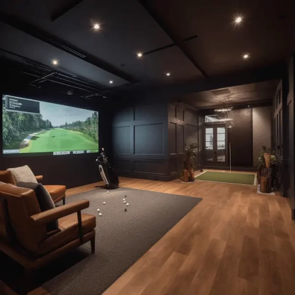 Nice room with golf simulator