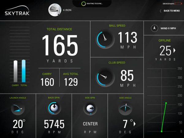 golf simulator launch monitor  parametrs